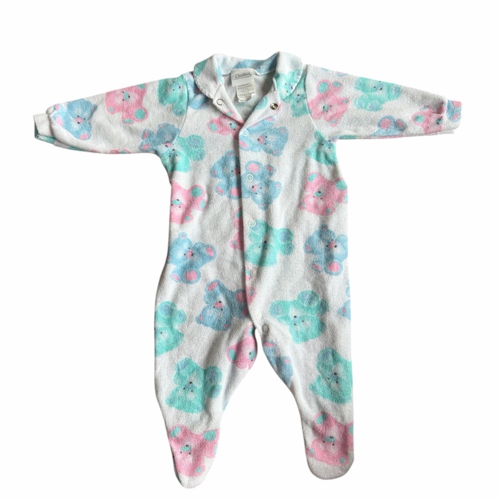 Vintage carters terrycloth bear print footie pajama one piece